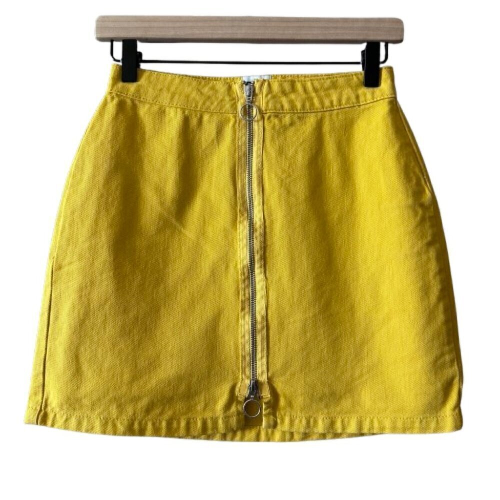 Women's S BDG Yellow Zip up High Rise Denim Skirt Urban Outfitters